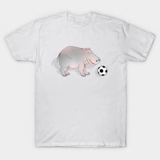 Hippo playing Football T-Shirt